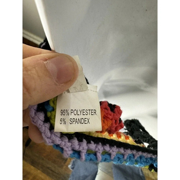 Crochet Halter Top Women's Colorful Size Medium Back Tie V-Neck Bralette - Picture 5 of 5